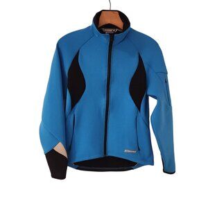 Sugoi Evo Zap Cycling Jacket Softshell Turquoise / Black Pockets Womens Small
